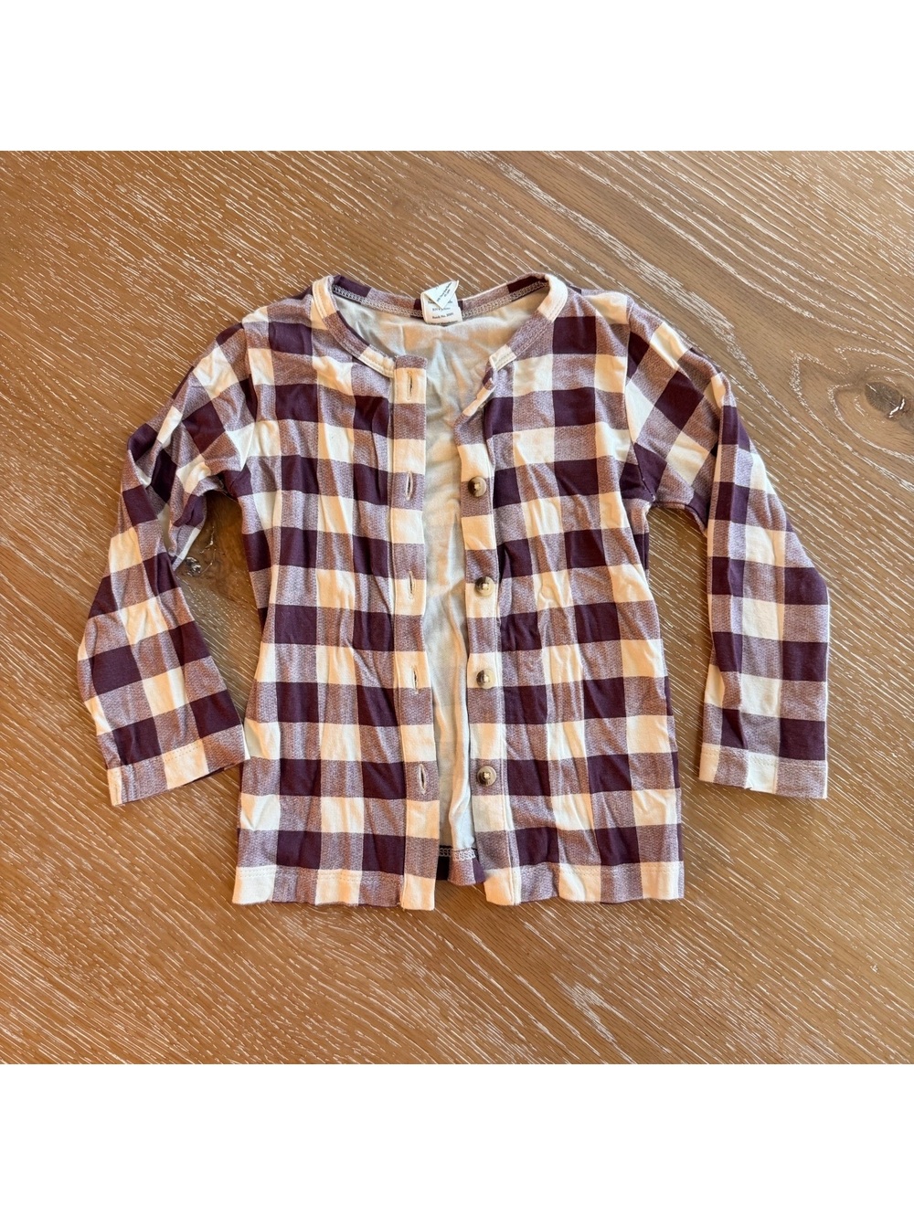 Kate Quinn Bamboo Burgundy Gingham Button Up Cardigan 3T